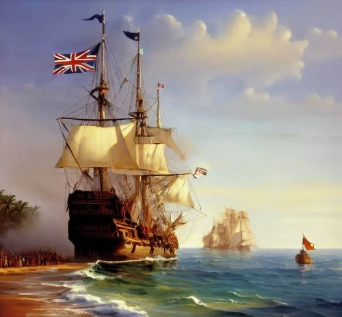 Ship arriving in Australia 1700s