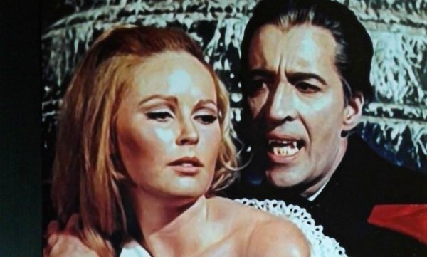 Veronica Carlson and Christopher Lee