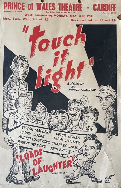 Poster for 'Touch it Light' at the Prince of Wales Theatre in Cardiff, 1958