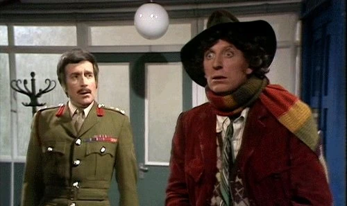 Nicholas Courtney and Tom Baker in 'Robot'