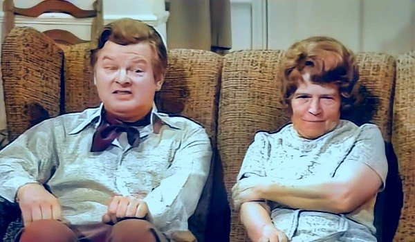Actress Patricia Hayes with Benny Hill